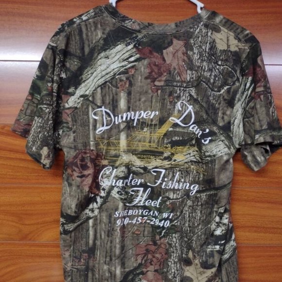 Men's Camouflage T Shirt Dumper Dan's Charter Fishing Fleet Sz.M - Picture 3 of 7